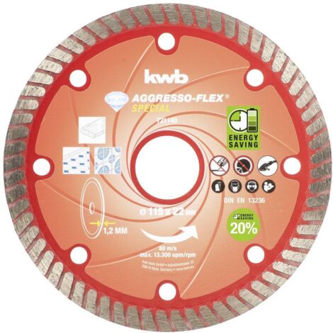KWB 721140 AGGRESSO-FLEX DISQUE À TRONÇONNER DIAMANT ROUGE 115 X 22 MM (1/4)