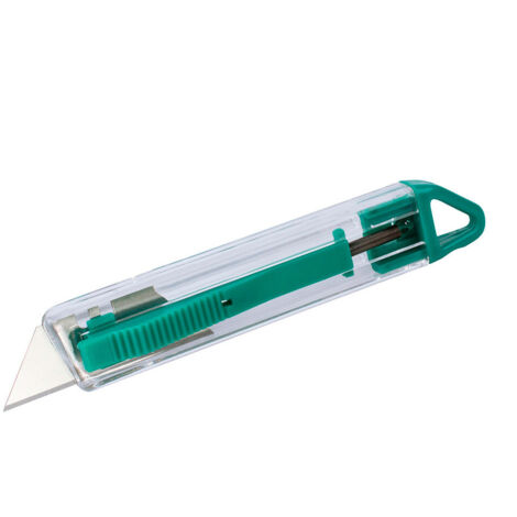 Cutter de sécurité lame trapèze rétractable – Pour carton et papier – Ergonomique et sécurisé – Wolfcraft 4135000 (1/6)