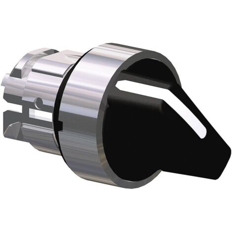 Tête de sélecteur diamètre 22 manche court noir 2 fixations enjoliveur métal