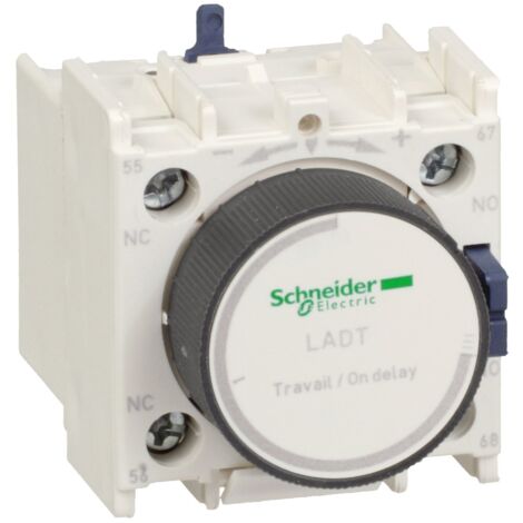 Schneider Electric – Bloc contacts auxiliaires temporisé 10A 690V – 1NO + 1NF – Temps de réglage 0,1 à 30s – Montage encliquetage – LADR2 (1/7)