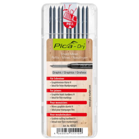 Pica PICA DRY mines graphite H 2,8 mm x 125 mm pack 10