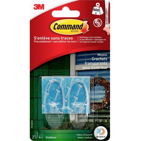 3M – Crochet adhésif transparent pour extérieur – Lot de 2 – Résistant aux températures de -29 °C à +51 °C – Installation sans clous ni vis - W288112 (1/4)