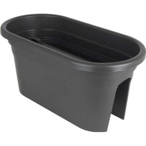 Jardinière pour balcon Venezia 30 x 60 x H 27 cm – 18 L – Gris anthracite – Fixation facile pour balcons traditionnels – Artevasi (1/4)