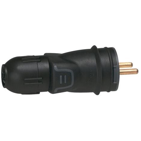 LEGRAND FICHE MÂLE 16A ÉTANCHE EN CAOUTCHOUC AVEC TERRE NOIR - 050445