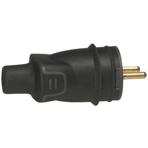 LEGRAND FICHE MÂLE 16A ÉTANCHE EN CAOUTCHOUC AVEC TERRE NOIR - 050445