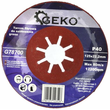 GEKO G78701 GROS GRAINS ABRASIFS SUR FIBRE 125 MM P60 (LOT DE 12) (1/2)