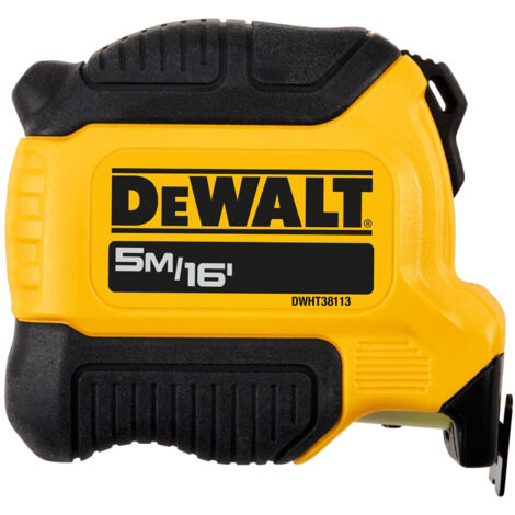 DeWALT Ruban à mesurer de la série compacte de 5 m de largeur de 28 mm, 3 m de portée étendue permettant un freinage facile de doigt pour une sola personne pour un control de ultime de la lame.