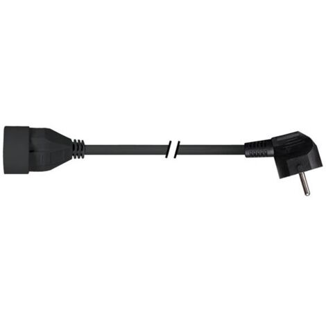 Perel – Rallonge 1.5 m avec prise 90° – Protection enfants – 3G1.5 pour chantiers humides – Câble noir (1/3)