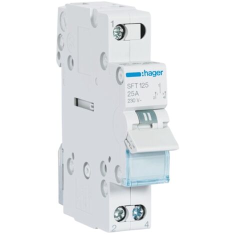 Hager – Inverseur modulaire 1 pôle 25A – Commutation manuelle entre 2 sources d'alimentation 230V – Compact et durable 200 000 cycles de vie (1/4)