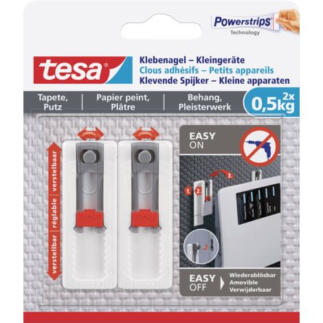 CLOUS ADHÉSIFS TESA® PAPIER PEINT ET PLÂTRE - AJUSTEMENT HORIZ./VERT. - AUTO-ADHÉSIF - POUR ROUTEUR WIFI - ADHÉRENCE DE 0,5 KG/C (1/5)