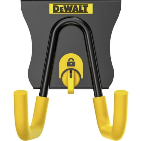 Crochet double de rangement en métal – Capacité 22,7 kg – Système de verrouillage breveté – Pour rail DEWALT Metal – Longueur 10 cm (1/3)