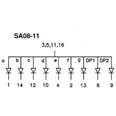 AFFICHEUR 7 SEGMENTS 20MM ANODE COMMUNE - JAUNE VELLEMAN SA08-11YWA (1/3)