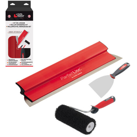 L'Outil Parfait – Kit de peinture Roll'Enduit® 180 mm – Lame à lisser ParfaitLiss'® 35 cm – Manche ergonomique Alu-Choc® – Pour enduits en pâte et Airless