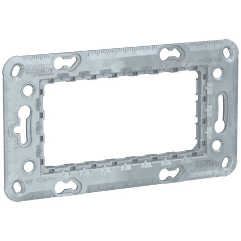 Schneider Electric – Support de fixation 4 modules en zamac – Protection de chantier – Dimensions 70 x 128 mm – Fixation à vis pour boîte universelle - nu7104