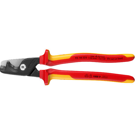 KNIPEX 95 18 225 SB StepCut® XL Coupe-câbles avec coupe par étapes poignée isolante bi-matière, certifiée VDE brunie 225 mm (1/6)
