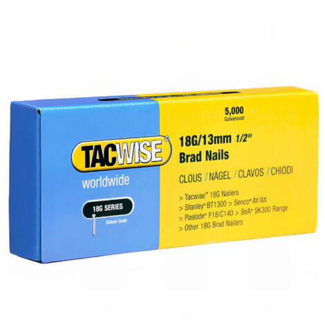 Boîte de 5000 clous de finition de type 18G L. 13 mm - TA-0393 - Tacwise - -