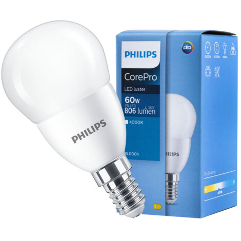 Philips Corepro LED Lustre E14 Boule Dépolie 7W 806lm - 840 Blanc