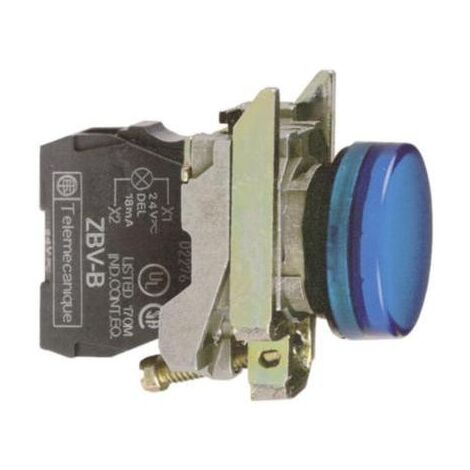 Interrupteur Telemecanique à bouton-poussoir lumineux blanc LED 24V XB4BVB1 (1/10)