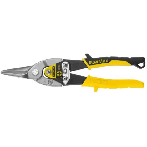 Stanley – Cisaille à tôle 250 mm – Acier au chrome molybdène – Bords dentés pour coupe précise – Coupe acier tendre jusqu'à 1,2 mm – 214563