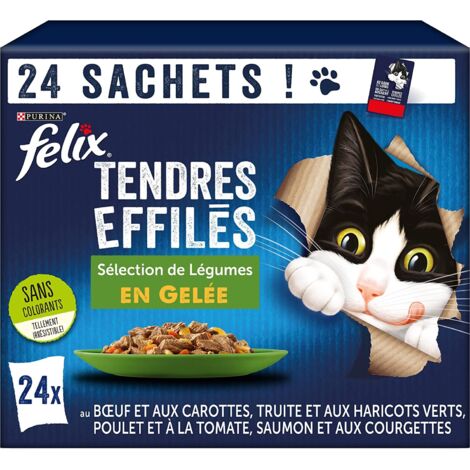 FELIX Tendres Effilés en Gelée Viandes-Poissons avec Légumes - 24 x 85 g - Sachets fraîcheur pour chat adulte (1/5)