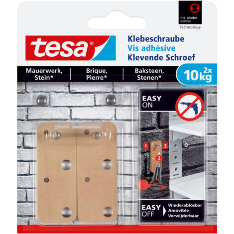 Tesa – Crochet adhésif universel 10 kg – Fixation solide sur surfaces rugueuses – Design rectangulaire extra fin – Lot de 2 crochets (1/7)