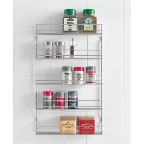Metaltex Space Saver Smart Kitchen Pepito Étagère à épices 5 niveaux 36 x 8 x 58 cm Argent (1/3)