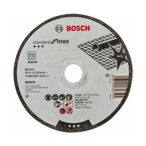 Bosch – Disque à tronçonner pour inox 150mm – Oxyde d'aluminium – Découpe précise sans éclat – 2608601513