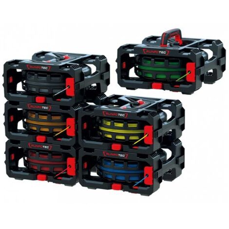 Runpotec – Dérouleur de câbles et fils – Lot de 6 – Design modulaire empilable – Changement rapide des rouleaux – Pour installations électriques - CB260