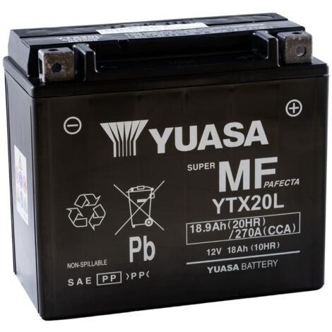 YUASA YTX20L BATTERIE MOTO 12 V 270 CCA AGM VRLA SANS ENTRETIEN YU-YTX20L(WC)
