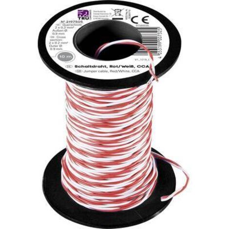 FIL DE CÂBLAGE 2 X 0.20 MM² TRU COMPONENTS CU DR TC-8790020 ROUGE, BLANC 10 M (1/3)