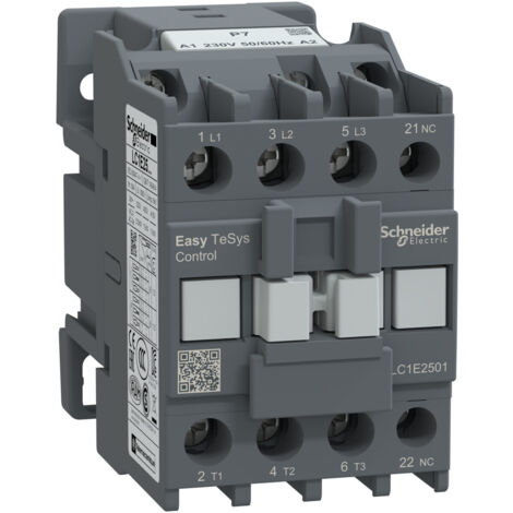 TESYS TVS AC3 25A 3P 1NC CONTACTEUR DE PUISSANCE BOBINE 220V 50HZ SCHNEIDER ELECTRIC LC1E2501P7 (1/2)