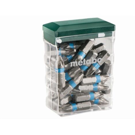 Metabo – Boîte d'embouts PZ2 SP 25 pièces – Embouts en acier chrome vanadium – Longueur 25 mm – Pour visseuse – 626711000