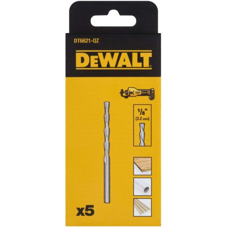 Dewalt – Foret multi-matériaux 1/8'' – DT6621QZ – Lot de 5 pièces – Compatible fraiseuses plaques de plâtre – Pour bois, plastique et aluminium (1/7)