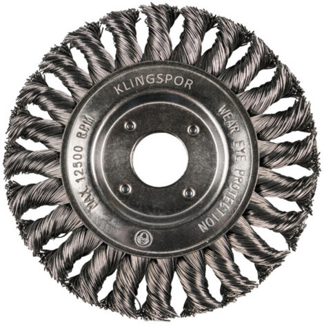 KLINGSPOR 358312 RUNDBÜRSTE GEZOPFT EINREIHIG ANZAHL REIHEN 0,5 STAHL, 1 STÜCK BROSSE RONDE TORSADÉE RANGÉE-125 X 14 X 22,23 MM- (1/4)