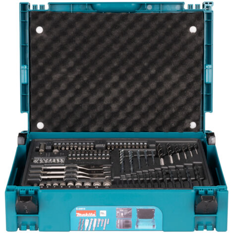 Makita – Foret à métaux 70 pièces – 13 HSS-R pour métal 1,5-8mm – 6 pour bois 3-10mm – 5 pour maçonnerie 4-10mm – Coffret Makpac (1/4)