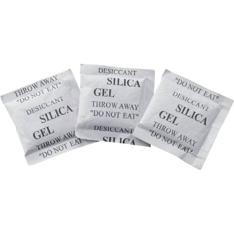 Tru Components – Lot de 10 sachets déshumidificateurs gel de silice 10 g – Absorption jusqu'à 40% – Régénérables 10 fois – Dimensions 72 x 57 x 3 mm