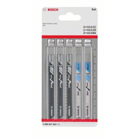 BOSCH 2608667855 LAME DE SCIE SAUTEUSE-SET U111C/U111D/U1 5 PCS, ARGENT (1/2)