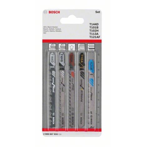 BOSCH 2608667856 ALLROUNDER LAME DE SCIE SAUTEUSE-SET, ARGENT, SET DE 5 PIÈCES