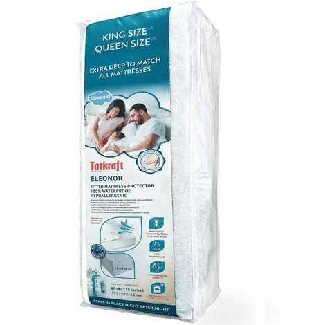 TATKRAFT ELEONOR - PROTÈGE-MATELAS IMPERMÉABLE À L\'EAU KING SIZE - RESPIRANT HYPOALLERGÉNIQUE ANTI ACARIENS ANTIBACTÉRIEN - BAM (1/5)