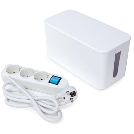 Prise 3 voies avec organisateur de cables - cable 15 m - blanc - schuko (1/5)