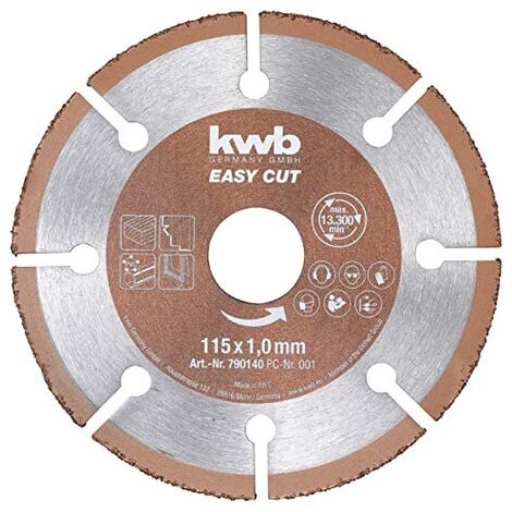 KWB 790140 EASY-CUT DISQUE À TRONÇONNER UNIVERSEL EN MÉTAL DUR 115 MM X 1,0 MM POUR DIVERS MATÉRIAUX ALÉSAGE 22,23 MM 115 MM (1/6)