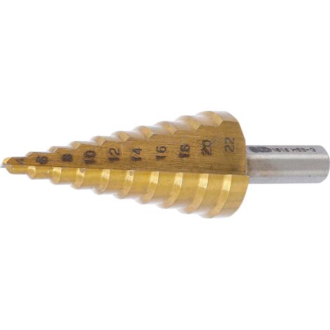 BGS TECHNIC - FRAISE ÉTAGÉE AU TITANE HSS, 4 À 22 MM (1/3)