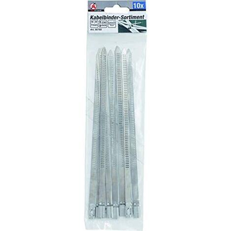 KRAFTMANN 80780  ASSORTIMENT DE SERRE-CÂBLES  INOXYDABLE  7,0 X 200 MM  10 PIÈCES
