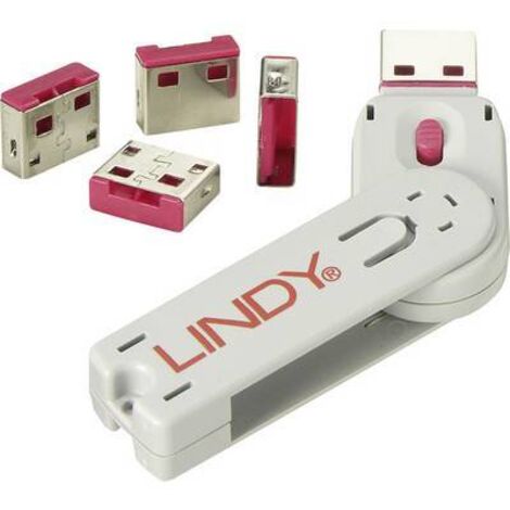 Lindy 40450 clip sécurité porte couleur rose USB type A (1/2)