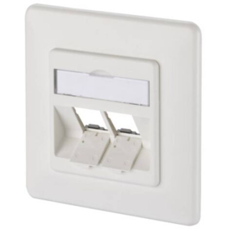 Metz Connect 130B20D21002KE Prise réseau encastré insert avec plaque centrale et châssis non équipé 2 ports blanc pur (RAL 9010) C151581 (1/2)