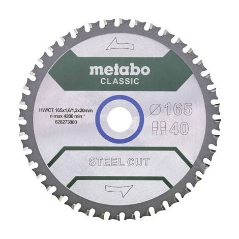 LAME DE SCIE CIRCULAIRE METABO STEEL CUT CLASSIC 628273000 165 X 20 X 1.6 MM NOMBRE DE DENTS: 40 1 PC(S)