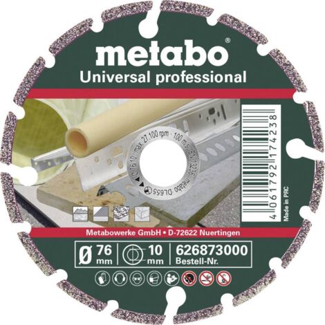 Metabo – Disque diamant pour meuleuse 626873000 – Diamètre 76 mm – Alésage 10 mm – Coupe nette béton, carrelage, bois fin - MM 1 PC (1/2)