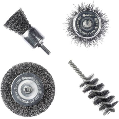 Bosch – Jeu de brosses métalliques 4pcs 2609256553 – Pour nettoyage de surfaces rugueuses – Compatible avec perceuses et meuleuses – Résistant à l'usure