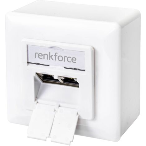 PRISE RÉSEAU RENKFORCE RF-4697900 RF-4697900 MONTAGE APPARENT (EN SAILLIE) CAT 6 BLANC PUR 1 PC(S) (1/4)