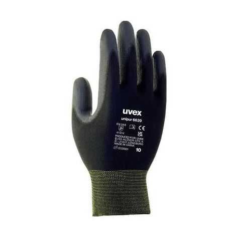 10 paires de gants de protection Unipur 6639 UVEX 60248 - Noir - 6 (XS)
